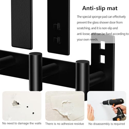 WUIVIUT Over The Door Hooks Door Hanger for Hanging, Heavy Duty Rack Bathroom Hook for Clothes, Coat (5 Hook, Fits 1-3/4'' Thick) - size: T Shape 5 Hook, Black