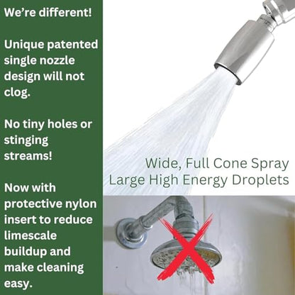 High Sierra® - CLASSIC™ Solid Lead-Free Metal 1.8 GPM Award Winning. Low Flow Shower Head. Patented Nozzle Never Clogs - Polished Chrome Finish - color: Chrome, size: 1.8 GPM