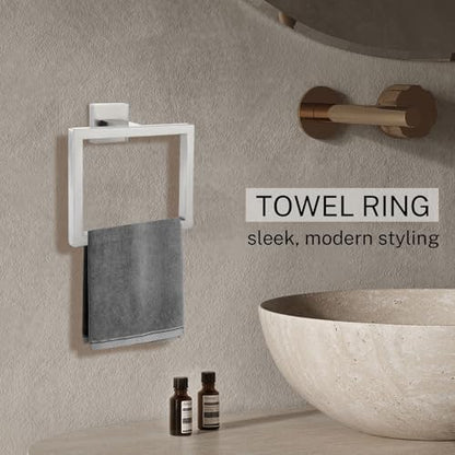 2-Piece Brushed Nickel Square Towel Ring,Modern Hand Towel Holder for Bathroom,Stainless Steel Towel Hangers Wall-Mounted Towel Rack - color: Brushed Nickel, size: 2 Pcs