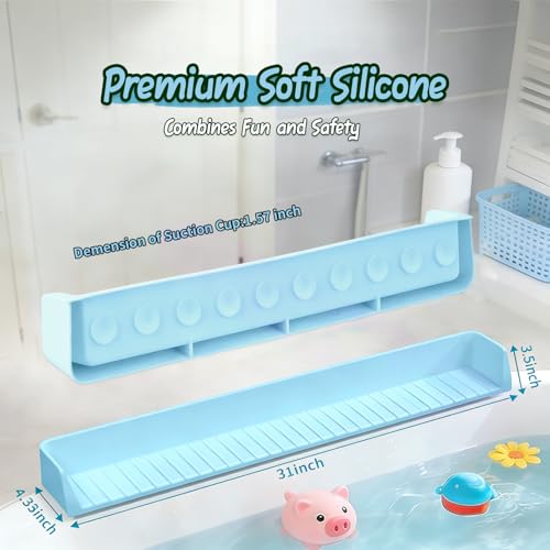 Kids Bathtub Splash Guard, Shelf & Toddler Bath Toy Tray -Blue | Bathtub Splash Guard PlayPad Shelf Area with Strong Suction Cups, Bathtub Ledge Guard, Fun Bath Time for Toddlers Baby - color: Blue