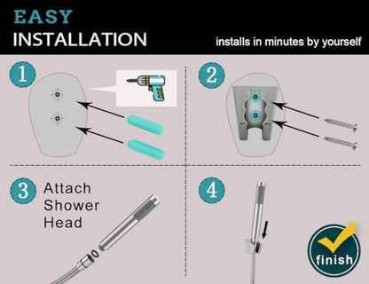 3-Piece Handheld Shower Wand with Long Hose – Brushed Nickel | Complete Shower Head Set with Bracket – Perfect for RV, Dog Bath & Full-Body Rinse. 79" Extra Long Hose. Easy Install. - style: 1 Function