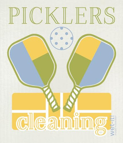 Swedish Dishcloth Set of 2 - Pickleball Paddles and Picklers Design, Highly Absorbent Kitchen Cloths, Perfect for Cleaning and Drying Dishes, Kitchen Essential - color: 2-pick