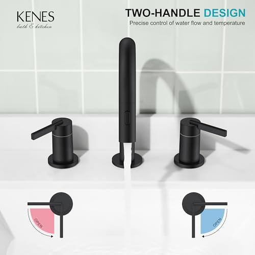 Matte Black Pull Down Widespread Bathroom Faucet 2 Handle 3 Hole | Pull Out Bathroom Faucet with Pop Up Drain & Supply Lines, Lead-Free cUPC & NSF Certified, 8 Inch Faucet for Vanity RV Sink - color: Matte Black