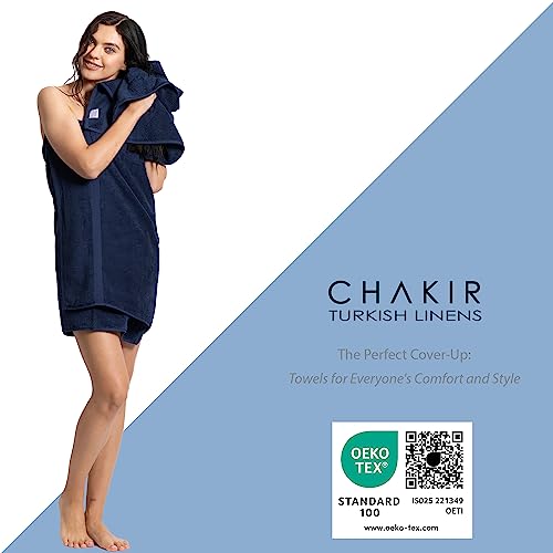 Chakir Turkish Linens Personalized 3 Piece Towel Set, 100% Cotton Luxury Turkish Towels for Bathroom, Soft Absorbent Towel Set with Bath Towel Hand Towel and Washcloth, Navy - color: Navy