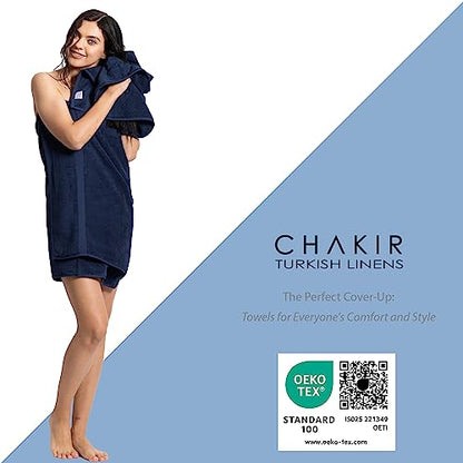 Chakir Turkish Linens 4 Piece Bath Towel Set, 100% Cotton Luxury Turkish Towels for Bathroom, Soft Absorbent Bath Towels, 27 x 54 Inches, Navy - color: Navy