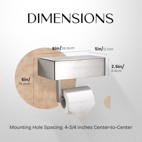Day Moon™ - Toilet Paper Holder with Shelf - Modern Roll Holder for Bathroom - 1 Pack - Wall Mount - with Storage, Brushed Nickel - color: Brushed Nickel