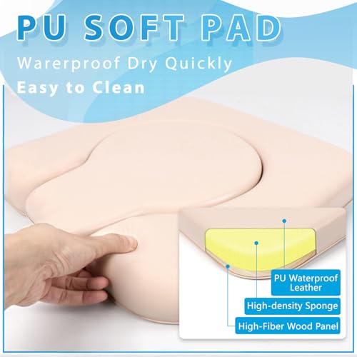 PU Commode Seat Cushion with Sponge Padded,C Shape Waterproof Soft Pad,Suitable for Bedside Commode Chairs,Raised Toilet Seats(Beige) - color: Beige