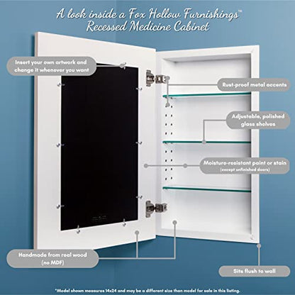 14x36 Recessed Concealed Medicine Cabinet (Shaker White Solid Flat Panel) - color: Shaker White Solid Flat Panel, size: 14x36
