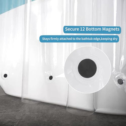 Clawfoot Tub Short Shower Curtain or Liner 180x60 Inch with 12 Magnets Wrap Around Shower Liner Extra Wide PEVA Shower Curtain Sets 32 Metal Hooks Included