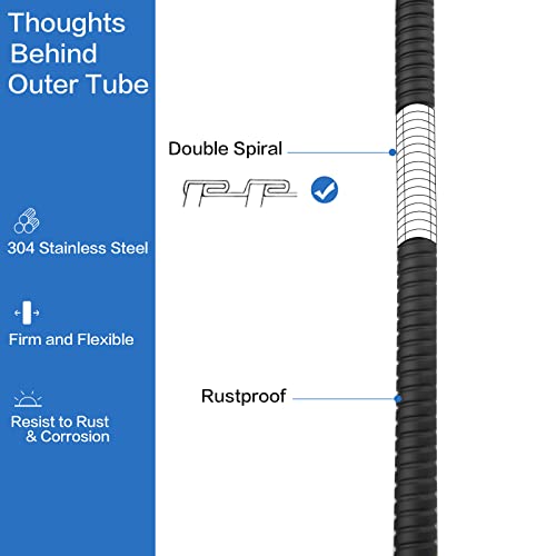 RUMOSE 98 inches Extra Long Shower Hose, Black | Shower Head Extension Hose, Attachment Flexible Handheld Shower Sprayer Hose, Stainless Steel Shower Tube - color: Black, size: 98"
