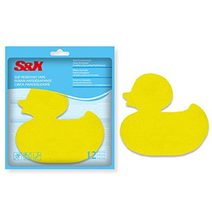 S&X Bathtub Non Slip Stickers for Kids, 12-Pack Cartoon Duck Shower Non Slip Stickers - Comfortable High Grip On Slippery Surfaces - size: Duck