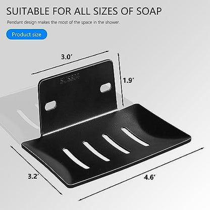 Wall Mounted Soap Dish,304 Stainless Steel Bar Soap Holder-Black 2pcs | Bath Soap Dish for Shower,Bathroom, Kitchen - color: 304 Stainless Steel Black