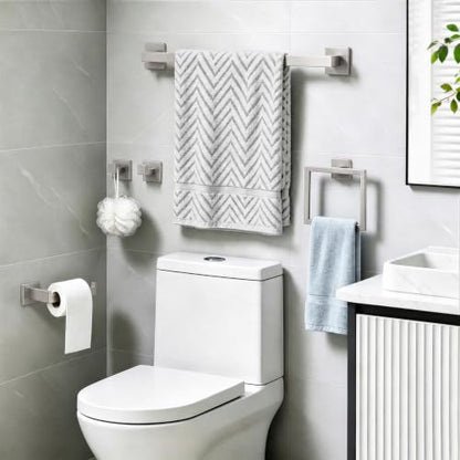 Brushed Nickel Towel Bar, SUS304 Stainless Steel Bathroom Hardware Set, Towel Racks for Bathroom Wall Mounted 16-Inches - color: Brushed Nickel（5 Piece）, size: 16 inches