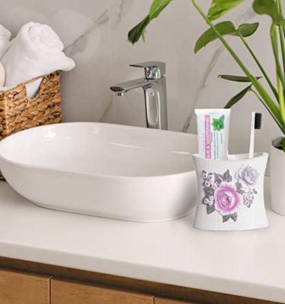 Zahari Home 4pc Michelle Bathroom Accessories Sets Lotion Pump, Tumbler, Tooth Brush Holder and Soap Dish Unique Design Floral Bathroom Set - color: Michelle, style: 4 Piece Set
