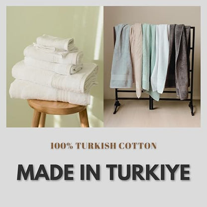 100% Turkish Cotton Towel Set of 6 - Soft, Plush & Super Absorbent - Premium Set with 2 Bath Towels, 2 Hand Towels, and 2 Washcloths - Made in Turkey (White, 6-Piece Towel Set) - color: White