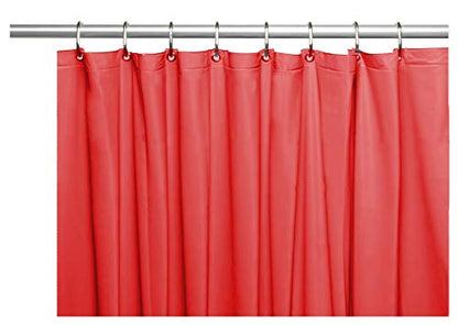 Venice Elegant Home Heavy Duty Vinyl Shower Curtain Liner with 12 Metal Grommets Red - color: Red