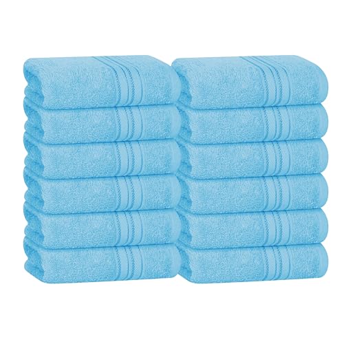 BOUTIQUO Ultra Soft Cotton Washcloths, Contains 12 Piece Face Cloths 12x12 inch, Ideal for Everyday use Face Towels, Compact & Lightweight Multi Purpose Washcloths - Sky Blue - color: Sky Blue, size: Washcloths - Set of 12