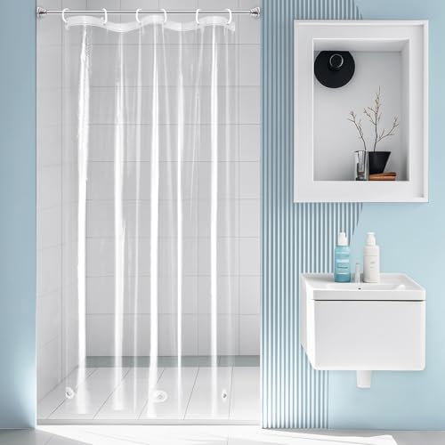 EurCross Heavyweight Shower Stall Clear Liner 36x72in with 3 Bottom Magnets | 135g/m2 Heavy PEVA Shower Curtain Liner Small Size for Shower Stall,PVC-free,See-through Half size Bathroom Shower Liner - color: Clear, size: 36"W x 72"L (Pack of 1)