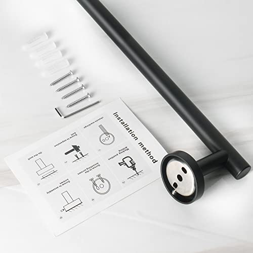 NearMoon Bath Towel Bar, Thicken Stainless Steel Shower Towel Rack Holder Wall Mounted for Bathroom, 26-lnch Overall Length-24-lnch Usable Hanging Space (1 Pack, Matte Black) - color: Matte Black, size: 26 Inch