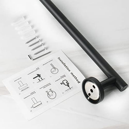 NearMoon Bath Towel Bar, Thicken Stainless Steel Shower Towel Rack Holder Wall Mounted for Bathroom, 26-lnch Overall Length-24-lnch Usable Hanging Space (1 Pack, Matte Black) - color: Matte Black, size: 26 Inch