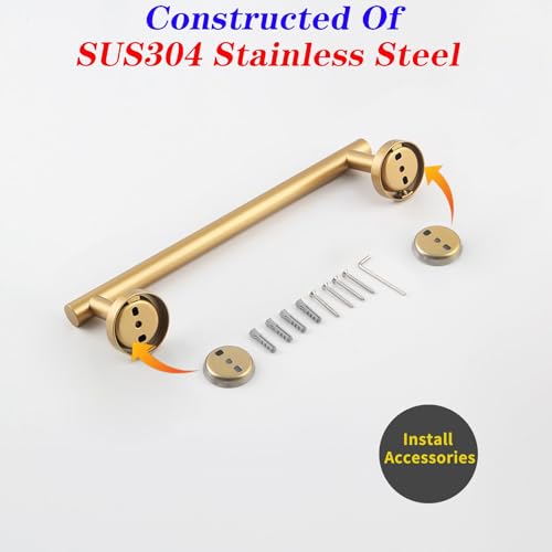 GERZWY 12-Inch Bathroom Towel Bar Modern Round Style Gold Stainless Steel Hand Towel Holder Wall Mount AG1101C30.5-BE - color: Gold, size: 12 Inch (Pack of 1)