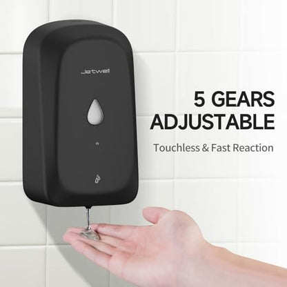 JETWELL Touchless Wall Mount Stainless Steel Soap Dispenser 34OZ/1000ML | Black Matte Cover, Large Capacity, Battery Powered, Liquid Soap, Commercial & Home Use - color: Black Matte Stainless Steel