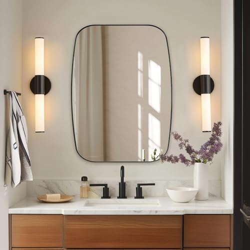 22x30 Black Bathroom Mirror, Oblong Vanity Mirror with Stainless Steel Metal Frame, Matte Black Oval Mirror for Over Sink, Modern Anti Rust Wall Mounted - color: Matte Black, size: 30"L x 22"W