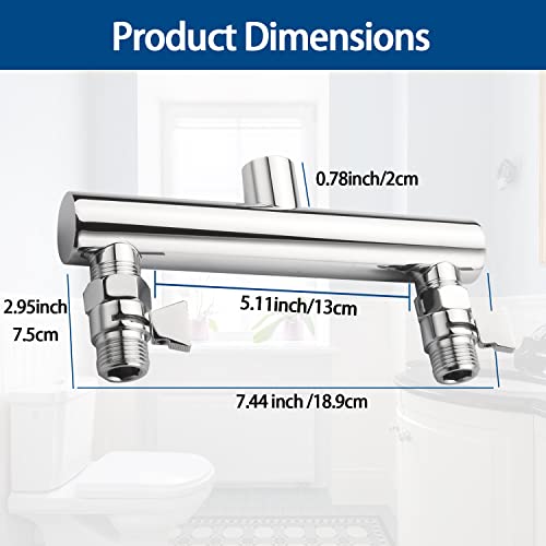 Dual Shower Head Manifold with Brass Shut Off Valve for 2 Fixed Shower Head Showering System Double Sprayer Manifold, Chrome - color: Chrome