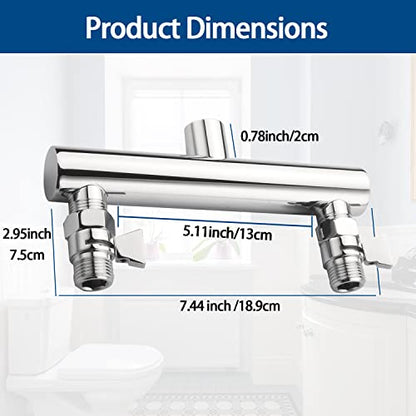 Dual Shower Head Manifold with Brass Shut Off Valve for 2 Fixed Shower Head Showering System Double Sprayer Manifold, Chrome - color: Chrome