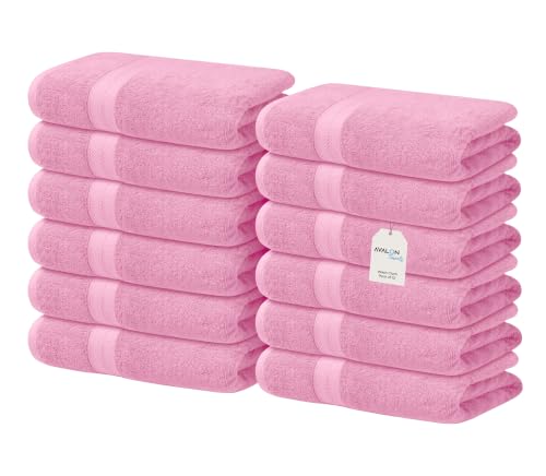 Avalon Towels Wash Cloths 12 Pack Pink 100% Cotton Washcloths 12x12 Face Towels, Wash Rags, Facial Towel, fingertip Towel for Bathroom, Pink Washcloth - color: Pink