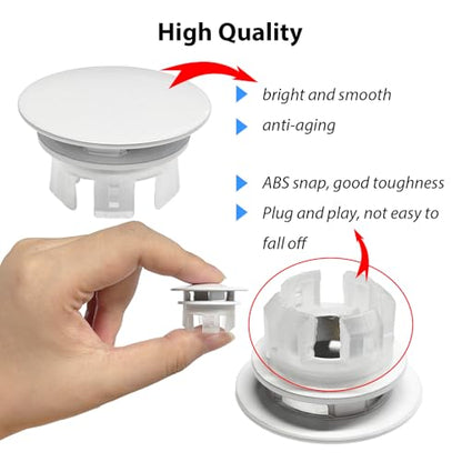 2 Pcs Sink Overflow Covers,2-Layer Sink Copper Over flow Rings,Bathroom Basin Insert in Hole Round Caps Replacement Dual Layer Overflow Cover Rings for Sink,Bathroom,Kitchen(White) - color: White
