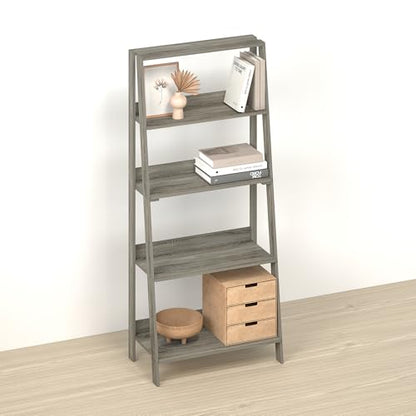 Narita Ladder Shelf, 5-Tier Bookshelf, Freestanding Bookcase Storage Rack Organizer, for Home Office, Living Room, Bathroom, Dark Limed Oak - color: Dark Limed Oak