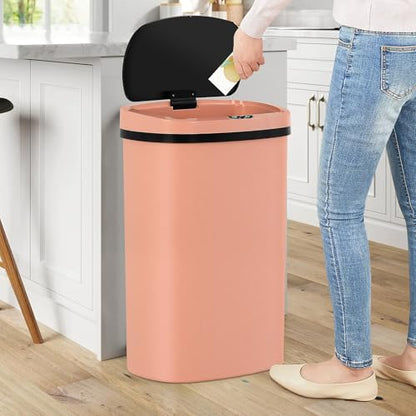 13 Gallon Trash Can | 50L Sensor Automatic Kitchen Trash Can with Lid | Touchless Garbage Bin Odor-Control for Kitchen, Office, Bedroom, Living Room (1 Pack, Pink) - color: Pink