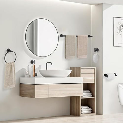 TURS Black 5 Piece Bathroom Towel Bar Set Bathroom Hardware Set, 23.6 inch Bathroom Accessories Kit Set, SUS304 Stainless Steel Wall Mounted - color: Matte Black