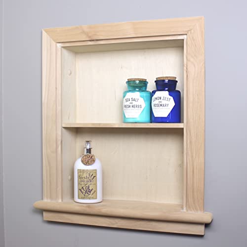 14x18 Aiden Recessed Wall Niche Medicine Cabinet Replacement, in The Wall Bathroom Cabinet Insert Shelf/Shelves, Made in North America, Real Wood, NO MDF, Plain, Unfinished - color: Unfinished, size: 14x18
