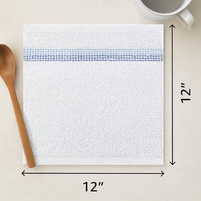100% Cotton Washcloths 12x12 in, Blue (10 Pack) - color: Blue