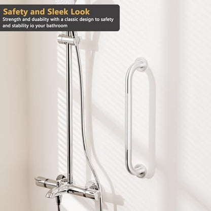 2 Pack Grab Bars for Bathtubs and Showers, NEWRAIN 16 Inch Stainless Steel Wall Bathroom Shower Handle, Anti Slip Brushed Nickel Safety Bars Toilet Handicap Elderly Senior Assist Bath Saft Hand Rail - color: Brushed Nickel