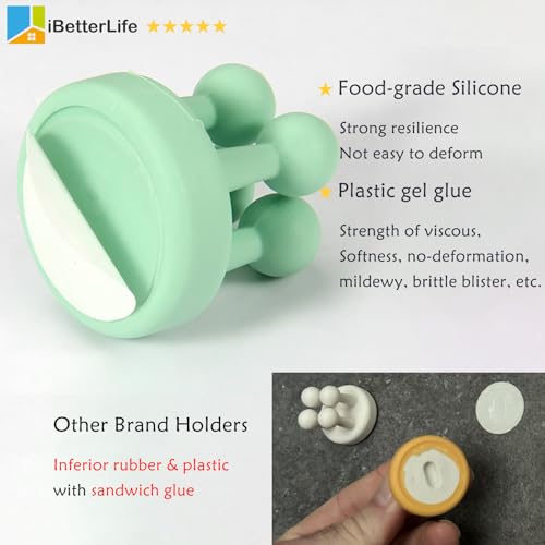 ZEZHOU 5Pcs Silicone Toothbrush Holders - Multi-Function Razor Holder Waterproof Self Adhesive Single Tooth Brush Hook Stick on Wall for Hanging Plug Bathroom Kitchen Living Room Office Must Have - color: Green, 5pack