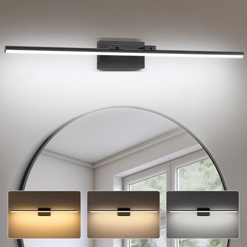 LED Bathroom Vanity Light, Modern Bathroom Light Fixture Over Mirror (3000K/4000K/6000K, Dimmable), Vanity Light Bar with Angle Adjustable, 40 Inch, Black - color: Black, size: 40 inch