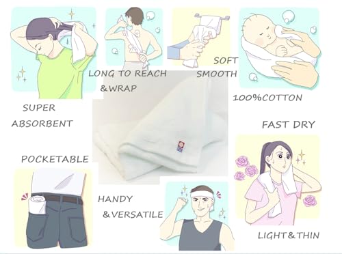 Soft Airy Washcloths 100% Cotton White 13" x 30" Sets of 1, 3, 5 and 10 Towels Made in Imabari Japan (1)