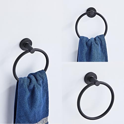 Matte Black Bathroom Hardware Set 5 Piece with Towel Racks for Bathroom, SUS304 Stainless Steel Bath Towel Bar Set, 24 Inch Wall Mounted Accessories Kit… - color: Matte Black