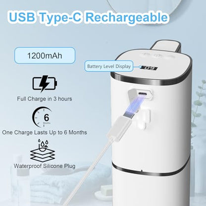 OHIFAST Automatic Liquid Soap Dispenser Touchless, USB Rechargeable Smart Hand Soap Dispenser, 9-Level Adjustable, Physical Button Operation, 13.5oz/400mL Wall Mounted for Bathroom Kitchen Dish Soap - style: LV9-Liquid