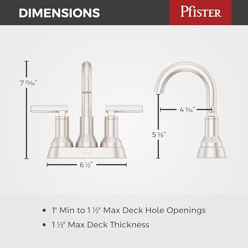 Pfister Capistrano Bathroom Sink Faucet, 4-Inch Centerset, 2-Handle, 3-Hole, NSF Certified, Spot Defense Brushed Nickel Finish, LF048CSOGS | (Pack of 3) - color: Spot Defense Brushed Nickel, size: 3 Pack
