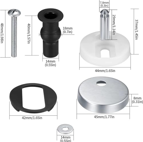 Toilet Seat Hinge Bolts Kit Quick Release Top Hinge Fixings Expanding Rubber Toilet Seat Replacement Parts for Home Bathroom 2 Pcs - size: One Size