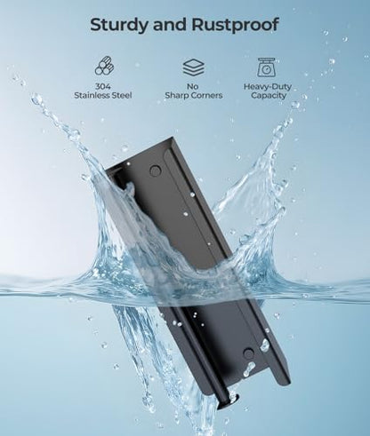 Double Toilet Paper Holder with Shelf, Wall Mount Tissue Roll Holder for Bathroom, 304 Stainless Steel Commercial Toilet Paper Dispenser with Phone Shelf, Matte Black - color: Black