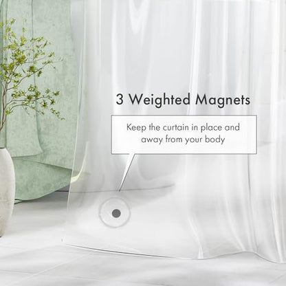 Extra Long Shower Curtain Liner 72 x 84 Clear Shower Liner Medium Weight PEVA Waterproof Inside Shower Curtains for Bathroom with 3 Magnets and Rustproof Grommets - color: Clear, size: 72"W x 84"L (Pack of 1)