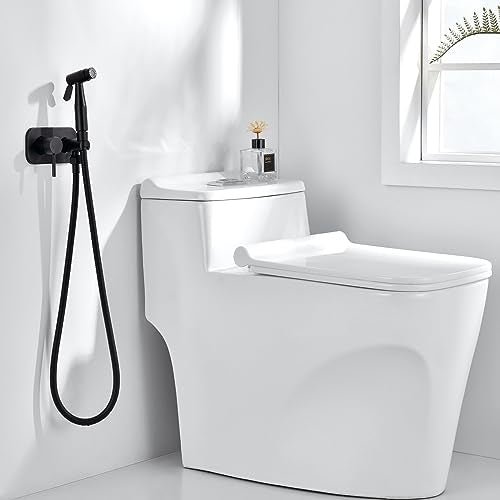 Matte Black Bidet Sprayer for Toilet, Hot and Cold | Warm Water, Hot and Cold Mixing Valve, Handheld, Bidet Attachment