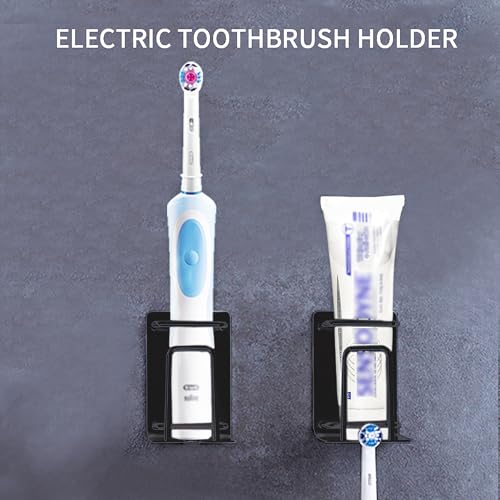 HANZE Toothbrush Holder, 304 Stainless Steel Adhesive Wall Mounted Toothbrush Holder with 3-in-1 Function: Toothpaste, Toothbrush, and Rinse Cup Organizer - Black - color: 1 Pack Black