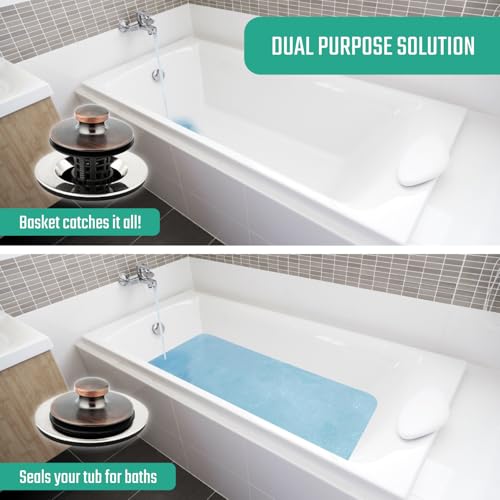 Drain Buddy Ultra Flo No Installation 2 in 1 Clog Preventing Tub Drain Stopper and Hair Catcher for 1 3/8" to 1.5" Bathtubs and Utility Sinks Oil Rubbed Bronze Metal Cap - color: Oil Rubbed Bronze