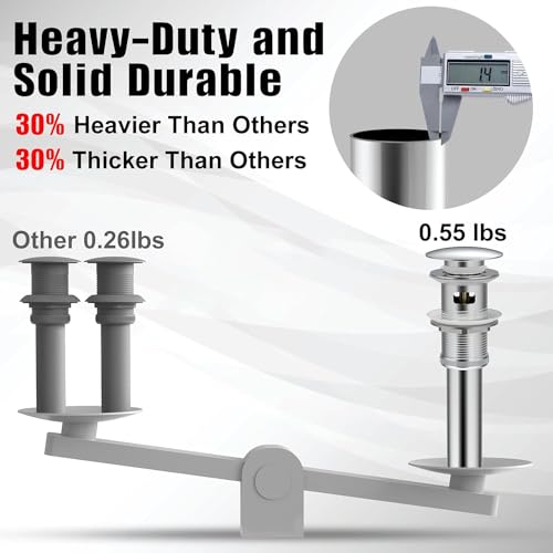 ZM Pop Up Drain Stopper with Overflow for Bathroom Faucet Vessel or Vanity Sink, Chrome Finish… - style: Chrome With Overflow
